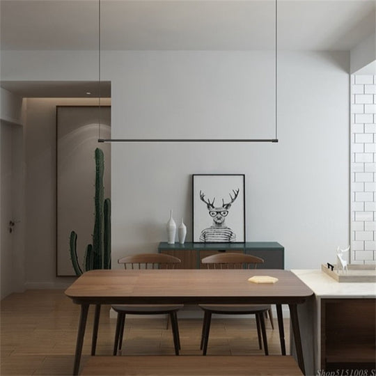 Ultra Slim Restaurant Dining Table Strip Pendant Lamp Led Office Modern Lights Designer Hanging