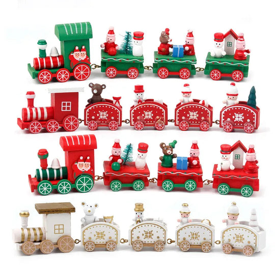 Wooden/Plastic Train Christmas Ornament Merry Decoration For Home Xmas Gifts Noel Natal Navidad New