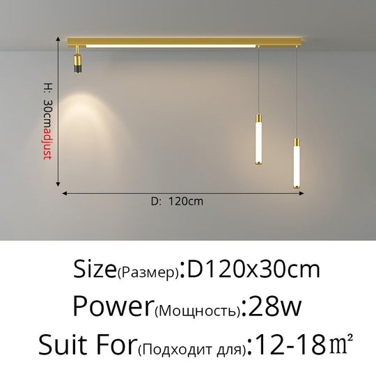 Modern Long Led Chandeliers Lamp Suitable For Bedroom Corridor And Dining Room Black Gold Frame 80