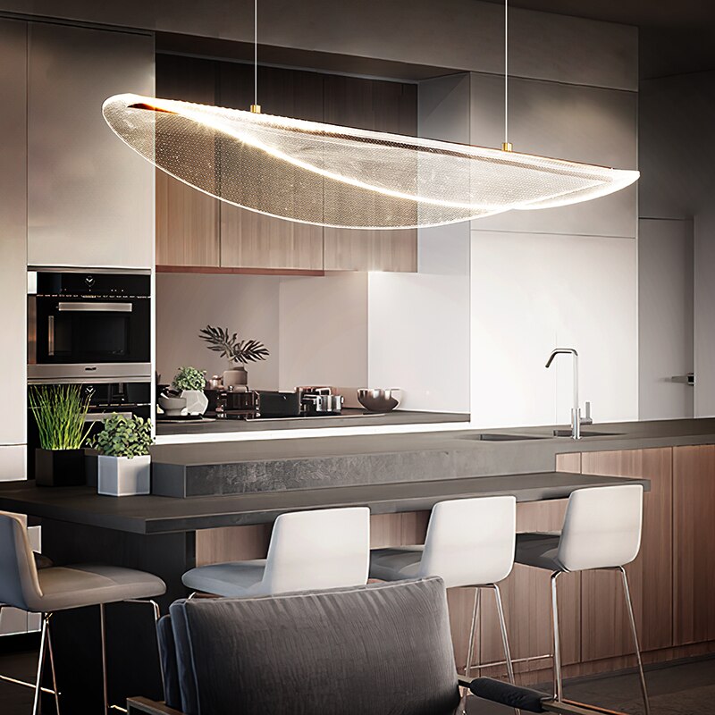 Modern Minimalist Led Pendant Lights Model Room Designer Living Dining Coffee Shop Acrylic Leaf