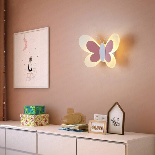Butterfly Girl Room Lamp Creative Cartoon Children Energy - Saving Boy Bedside Bedroom Wall Ceiling