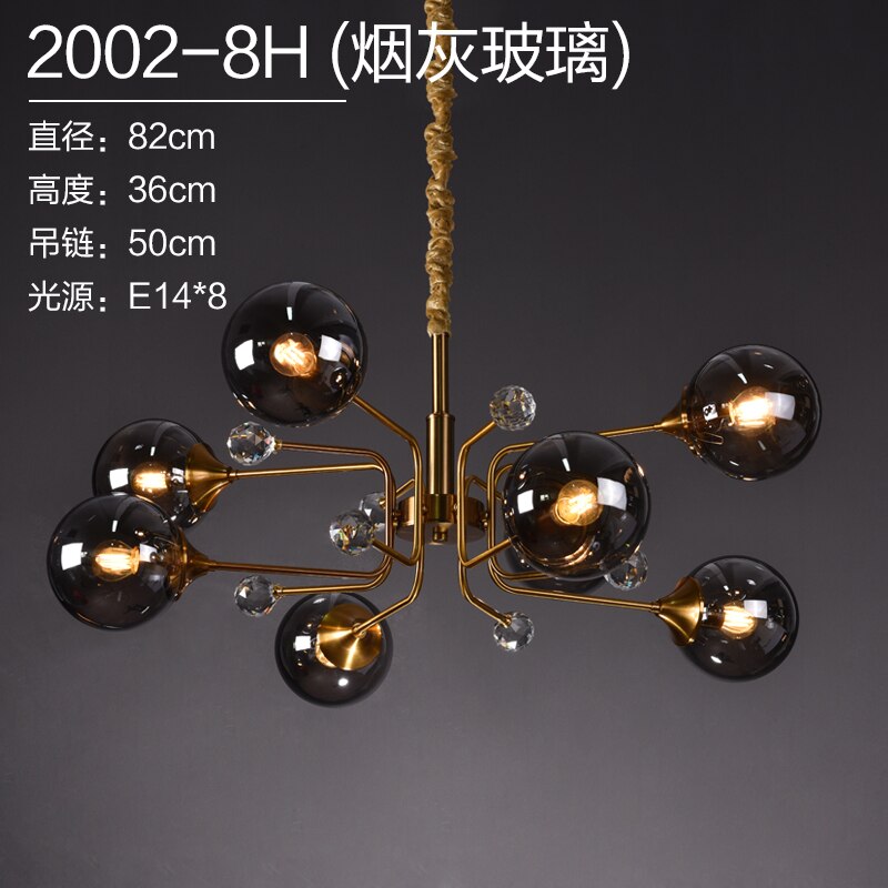 Luxury Modern Magic Bean Molecule Chandelier Amber/Smoke Gray Glass Led Indoor Lighting Restaurant
