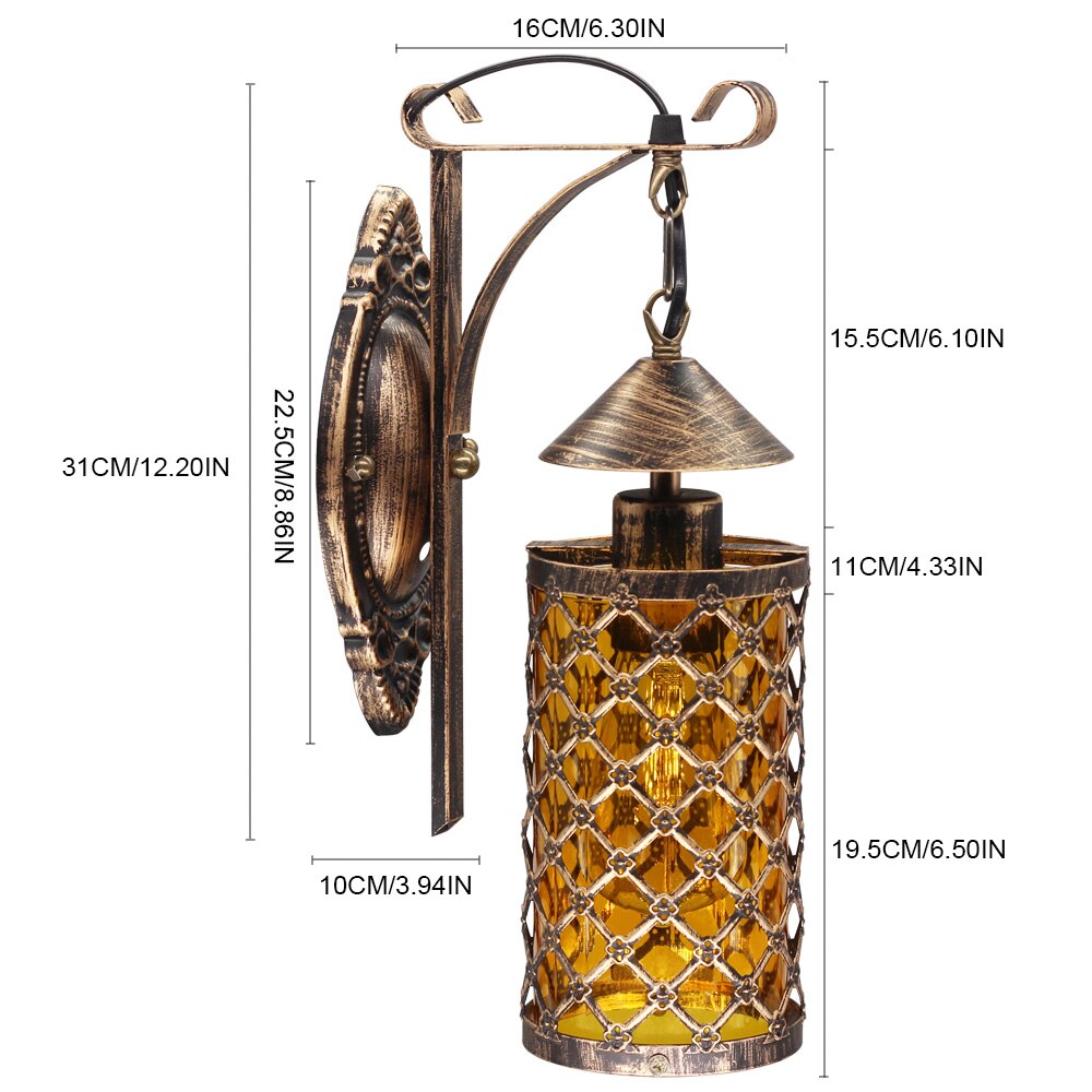 Artpad Chinese Style Vintage Indoor Bathroom Wall Led Light Bedside Glass Kerosene Lamp Bar