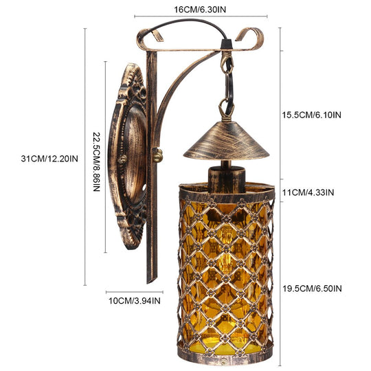 Artpad Chinese Style Vintage Indoor Bathroom Wall Led Light Bedside Glass Kerosene Lamp Bar