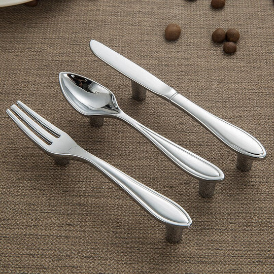 Creative Cutlery Furniture Cabinet Handle Knife And Fork Spoon Black Cupboard Kitchen Knobs Drawer