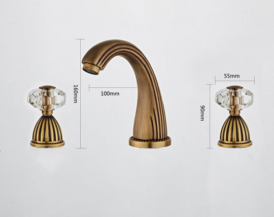 Basin Faucet Antique Bronze Bathroom Sink 3 Hole Widespread Gold/Black/Chrome Mixer Hot And Cold