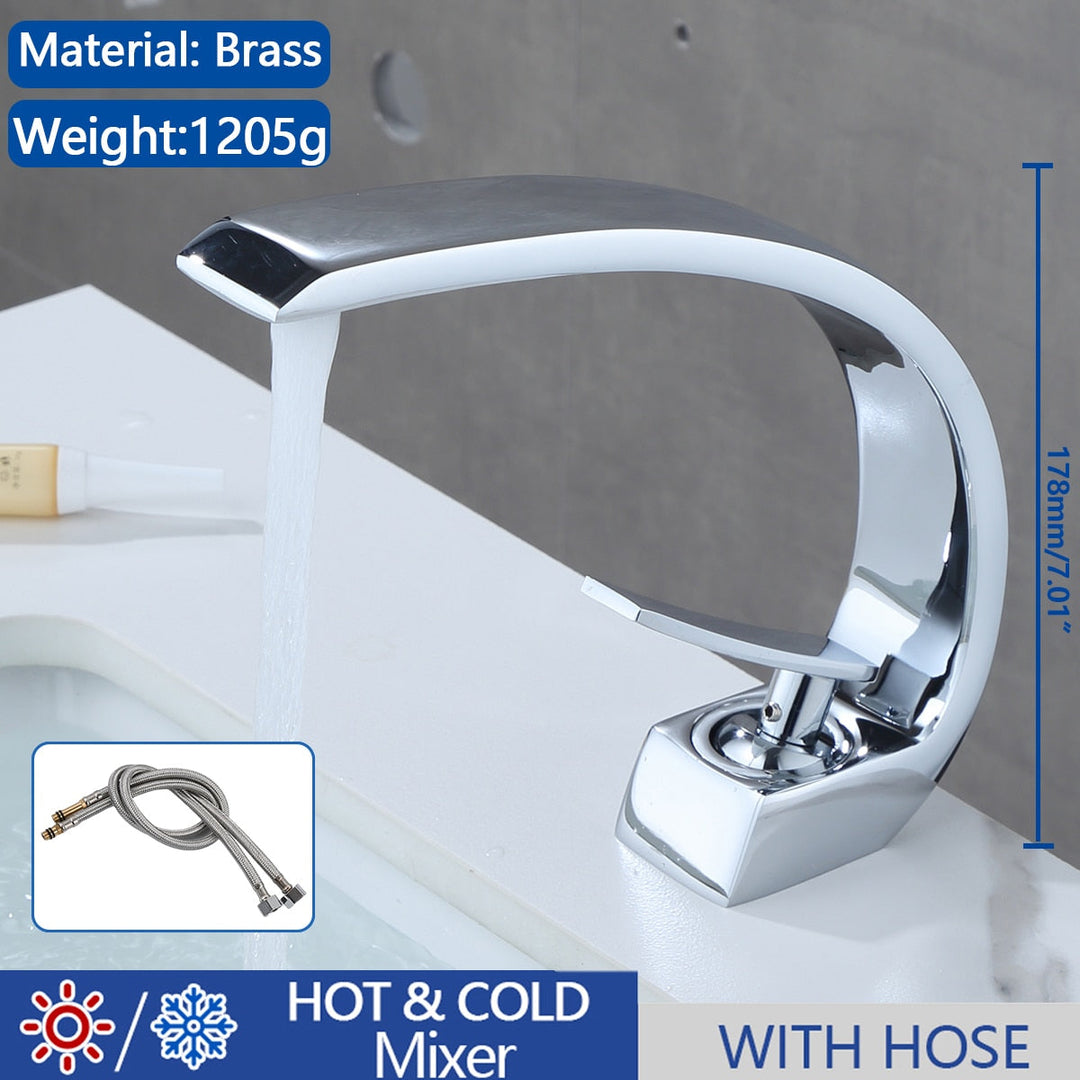Basin Faucet Modern Bathroom Mixer Tap Black/Chrome Wash Single Handle Hot And Cold Waterfall Add