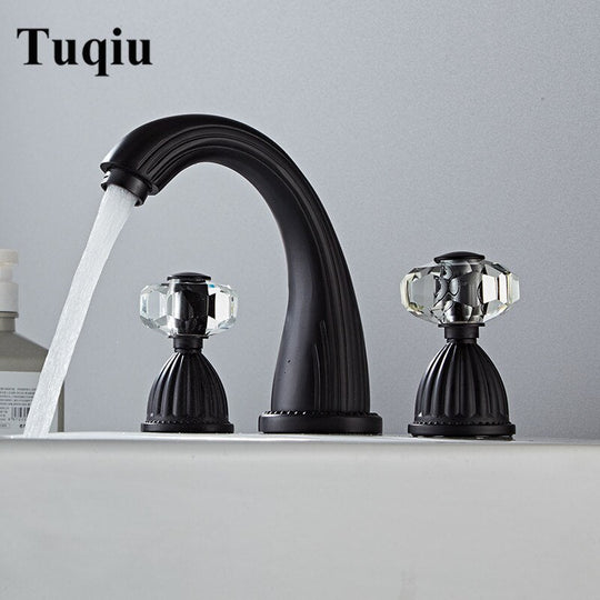 Basin Faucet Antique Bronze Bathroom Sink 3 Hole Widespread Gold/Black/Chrome Mixer Hot And Cold