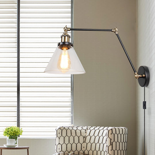 Nordic Led Wall Lamp With Switch Long Pole Background Reading Rocker Glass