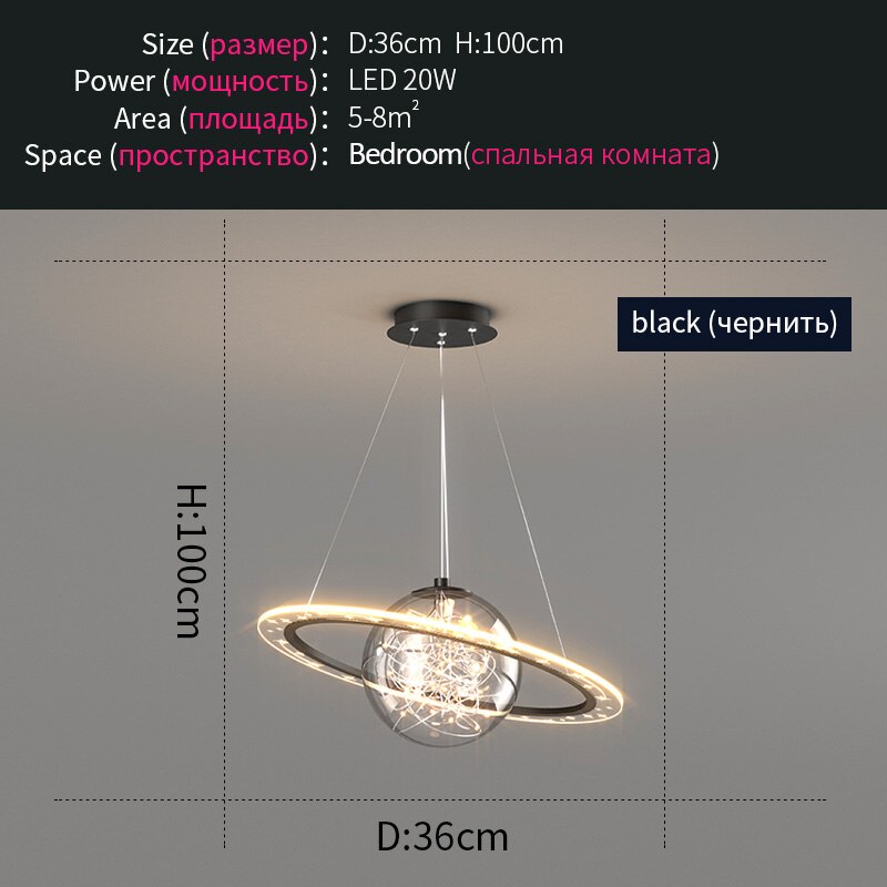 Nordic Planet Light Children’s Room Chandelier Creative Wandering Earth Boy Girl Bedroom Space