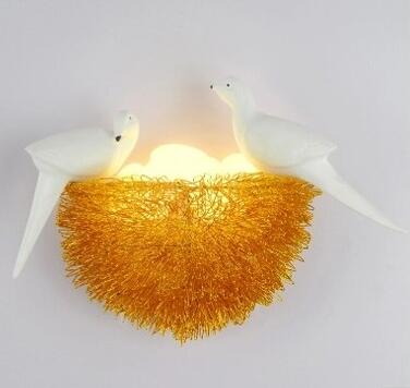 Bird Nest Led Wall Lamp Children Bedroom Study Room Restaurant Decoration Novelty Light With 3D