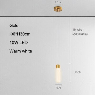 Single Head Cream White Pmma Led Pendant Lamp Nordic Modern Cylindrical Tube Restaurant Bar Front