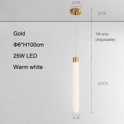 Single Head Cream White Pmma Led Pendant Lamp Nordic Modern Cylindrical Tube Restaurant Bar Front