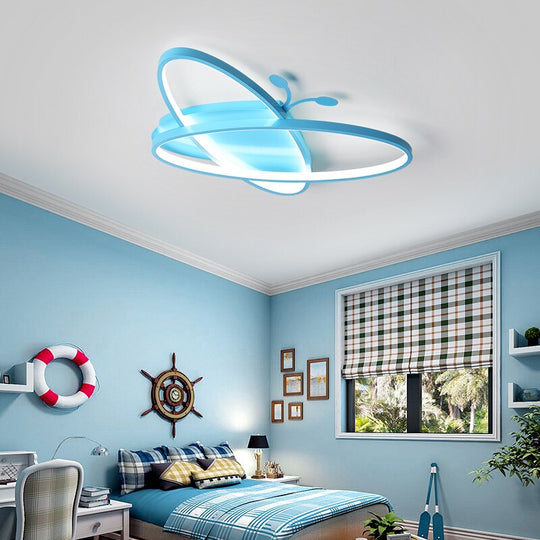 Modern Led Bedroom Ceiling Chandeliers For Children Room Creative Personality Blue Pink Kid