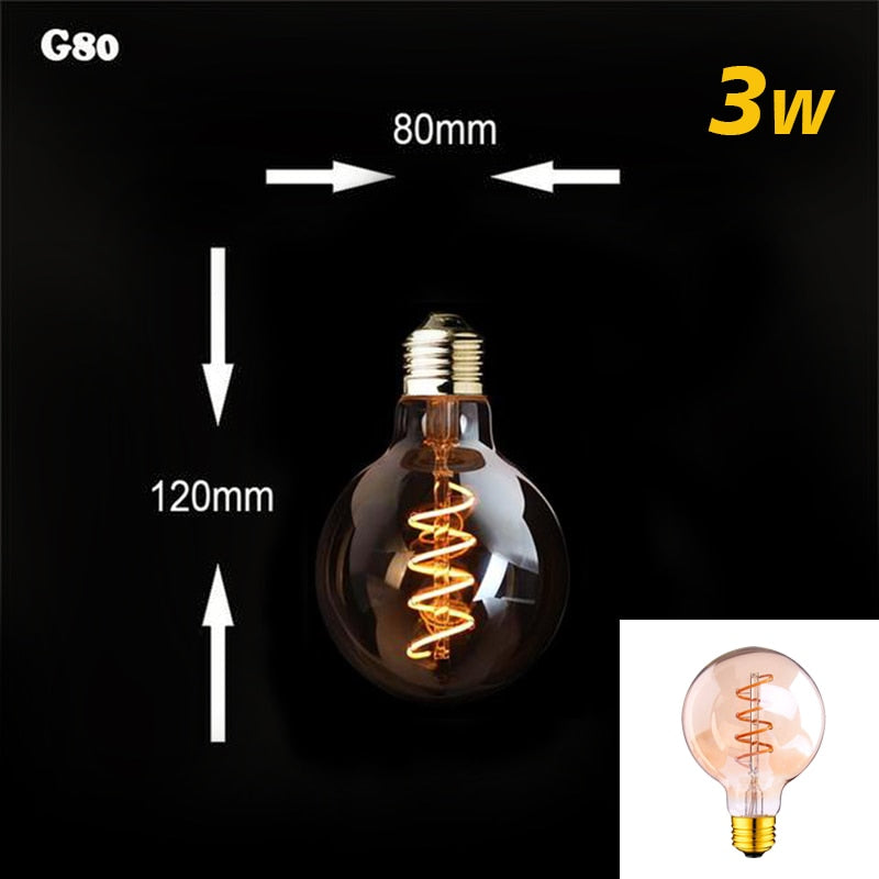 Retro Dimmable Led Edison Bulb E27 3W Gold Spiral Filament St64 G125 Ampoule Lamp Incandescent
