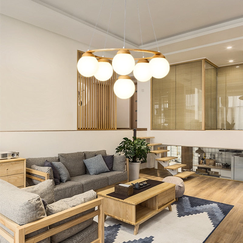Versatile Multi - Head Led Round Glass Ball Pendant Lighting Chandelier - For Living Dining Kitchen