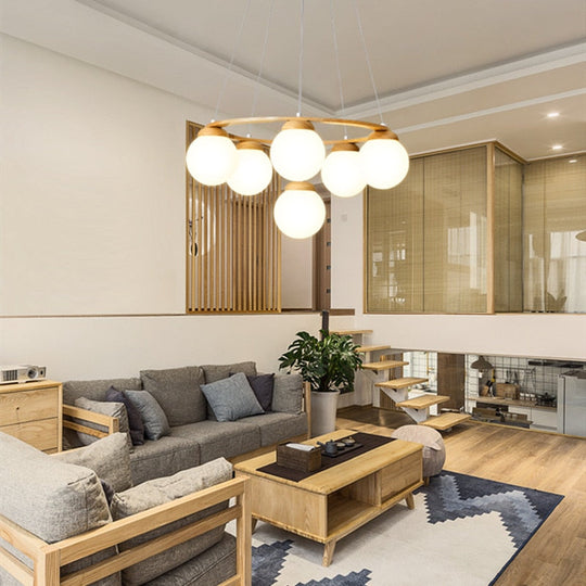Versatile Multi - Head Led Round Glass Ball Pendant Lighting Chandelier - For Living Dining Kitchen
