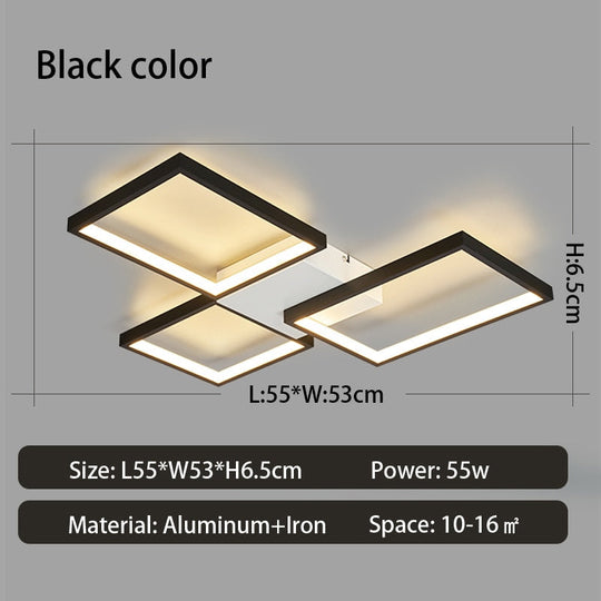Modern Led Chandeliers Lamp For Living Room Bedroom Study Indoor Gold/Black Color Ceiling Free