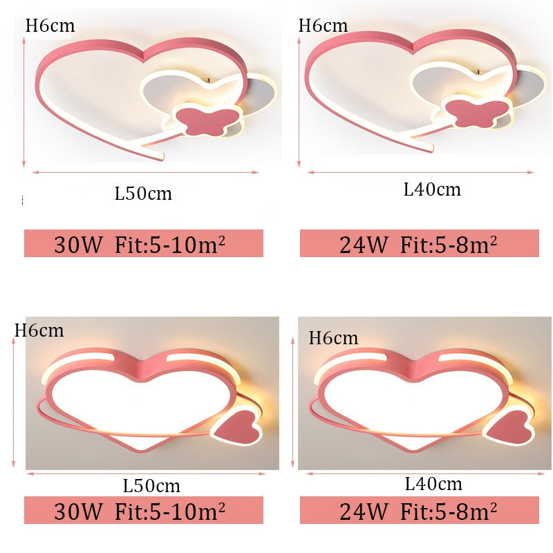 Nordic Modern Heart Shaped Ceiling Lights Indoor Lighting Lamps For Living Room Bedroom Children