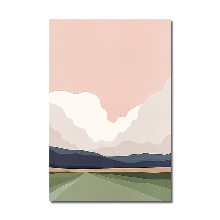 Abstract Ocean Landscape Canvas Painting: Nordic Decoration Wall Art 10X15Cm No Frame / C