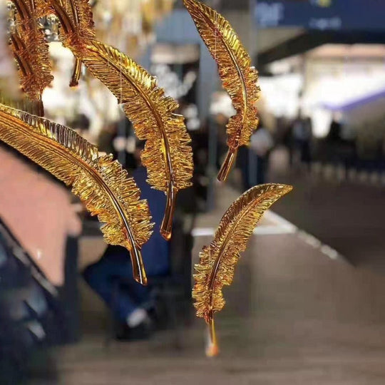 Hand Blown Glass Feather Murano Chandeliers Parts Hotel Lobby Shopping Mall Villa Ceiling