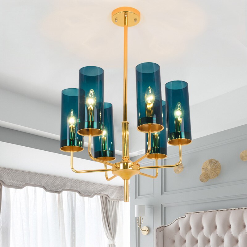 Frida - Blue Cognac Glass Led Chandeliers For Elegant Living Spaces Pendant Light