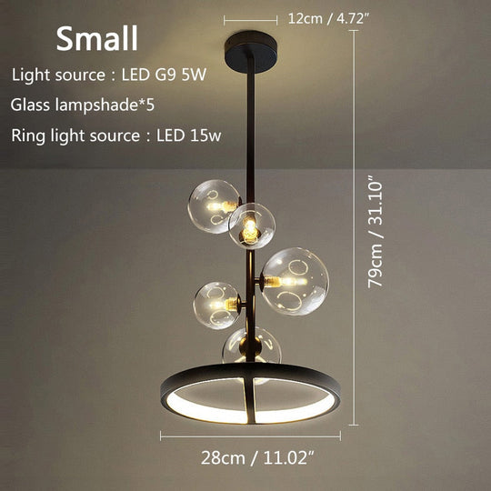 Nordic Pendant Lamp Led 28 48Cm Circle Ceiling Hanging Chandelier Black Loft Living Dining Room