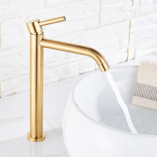 Black Chrome Tall Basin Sink Faucet Slim Bathroom Washbasin Water Mixer Tap Hot Cold Crane Faucets