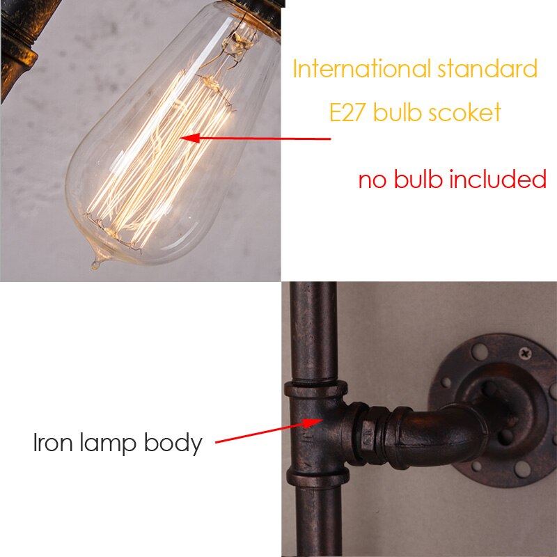 Retro Industrial Creative Entrance Hallway Lighting Iron Pipe Restaurant Wall Lamp Industrail