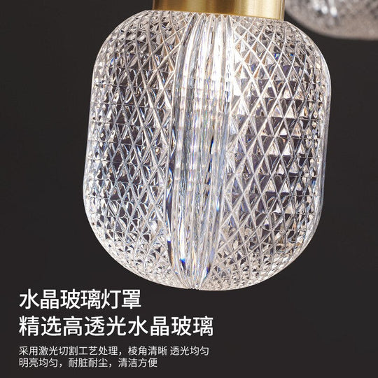 Simple Modern Light Luxury Bedside Lamp Nordic Style Bedroom Copper Glass Bar Creative Single -