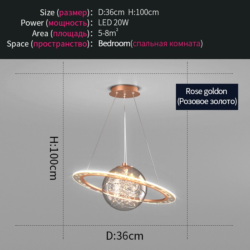 Nordic Planet Light Children’s Room Chandelier Creative Wandering Earth Boy Girl Bedroom Space
