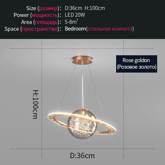 Nordic Planet Light Children’s Room Chandelier Creative Wandering Earth Boy Girl Bedroom Space