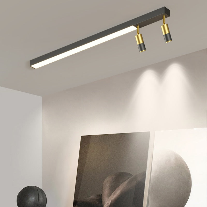Modern Long Led Chandeliers Lamp Suitable For Bedroom Corridor And Dining Room Black Gold Frame 80