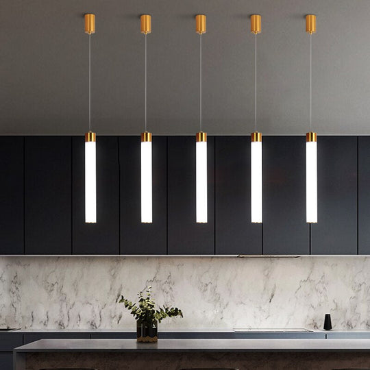 Single Head Cream White Pmma Led Pendant Lamp Nordic Modern Cylindrical Tube Restaurant Bar Front