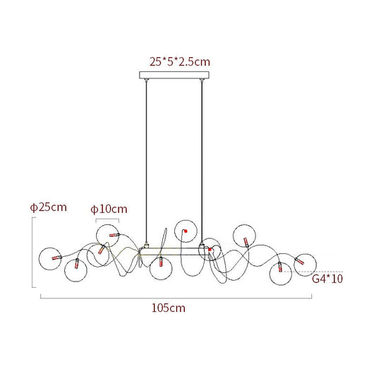 Nordic Living Room Glass Magic Bean Chandelier Modern Minimalist Molecule Bedroom Creative