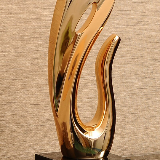 Gold & Silver Resin Abstract Sculptures: Luxurious Electroplated Ornaments For Home And Hotel Decor