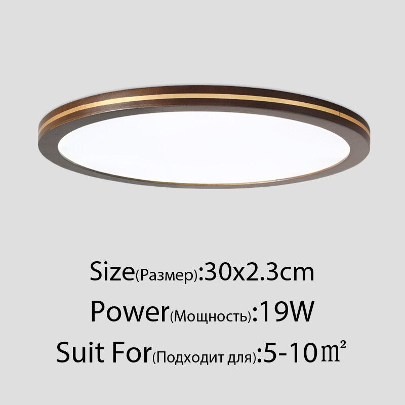 Ultra - Thin Solid Wood Living Room Chandeliers Modern Bedroom Lamp Rectangular Walnut Color Copper