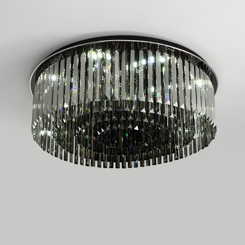 Modern Crystal Chandelier For Ceiling Luxury Round Smoky Gray Cristal Lamps Bedroom Living Room