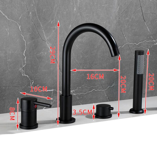 4Pcs Bathroom Bathtub Faucet Basin Deck Mounted Handheld Tub Mixer Tap Cold Hot Water With Hand
