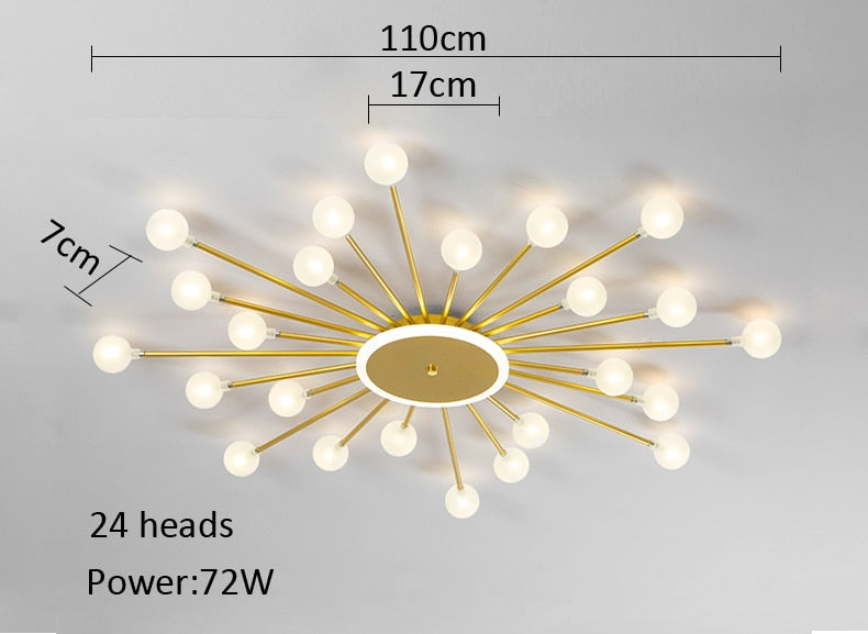 Modern Glass Ceiling Chandeliers Lighting Chandelier For Living Room Bedroom Kitchen Black/Gold 24