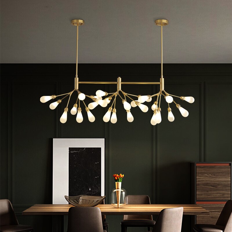 Nordic Copper Luxury Led Chandelier Lighting Firefly Dining Living Room Creative Hanging Lamp