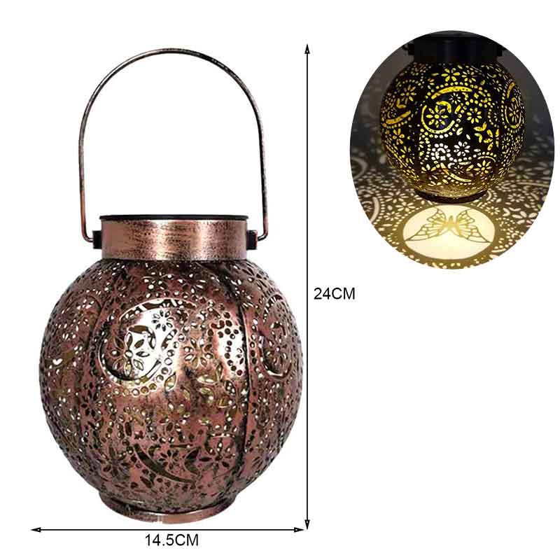 Waterproof Solar Lamp Retro Hollow Lantern Light Art Decorative Garden Light Led For Courtyard