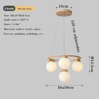 Versatile Multi - Head Led Round Glass Ball Pendant Lighting Chandelier - For Living Dining Kitchen