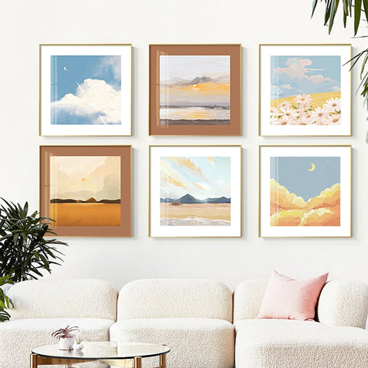 Nordic Country Style Square Canvas Posters - Minimalist Wall Art For Modern Home Decor In Living