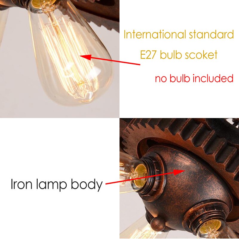 Loft Retro Pendant Lamp Industrial Iron Chandelier Personality Fixture For Hotel Restaurant Bar
