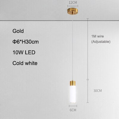 Single Head Cream White Pmma Led Pendant Lamp Nordic Modern Cylindrical Tube Restaurant Bar Front