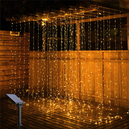 Solar - Powered Led Icicle Curtain Lights: Perfect For Gazebo And Party Decor Solar Lights