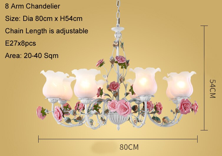 Floral E27 Led Chandelier White Flower Iron Alloy Chandeliers Dining Living Room Rose Lights Lamp