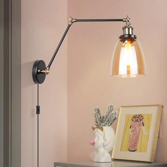Nordic Led Wall Lamp With Switch Long Pole Background Reading Rocker Glass