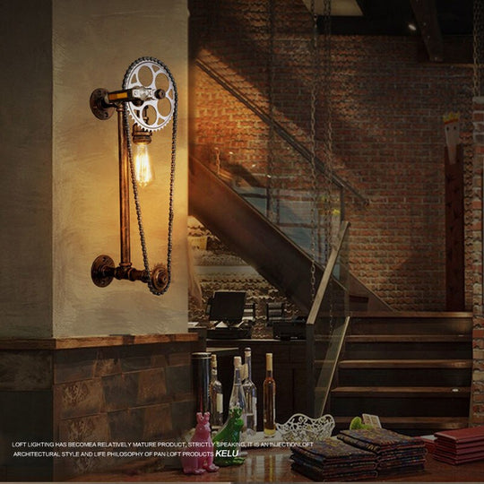 Loft Vintage Water Pipe Wall Lamp Restaurant Bar Cafe Pub Bedroom Livng Room Stair Villa E27 Edison